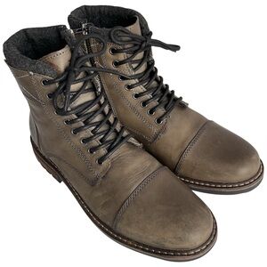 Crevo Camden Olive Leather Lace-Up Zipper Ankle Boots Men’s Size 10.5